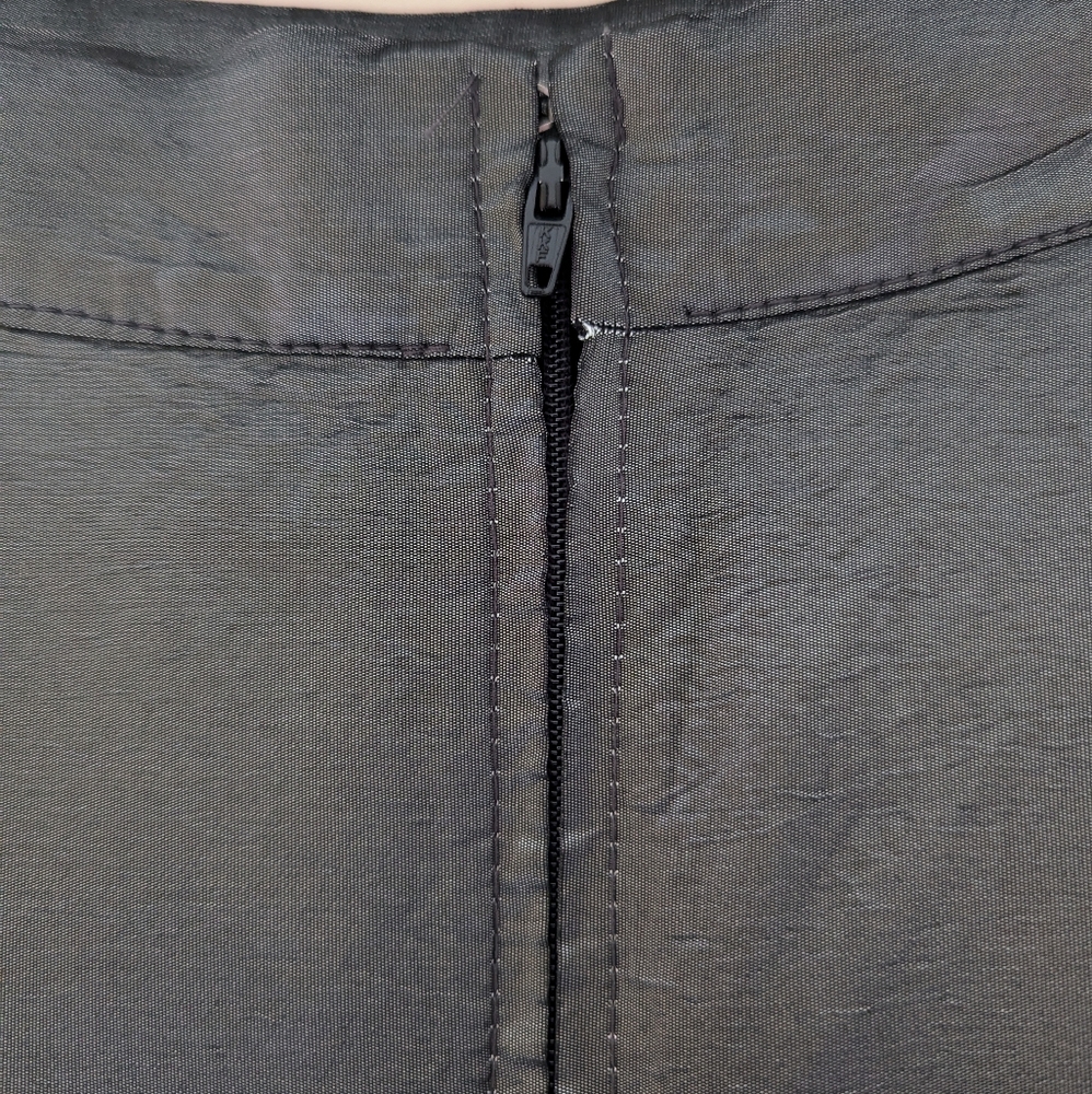 Vintage Formal Floor Length Maxi Skirt Satin Dark Grey Silver Chrome Small/Med - Picture 13 of 16